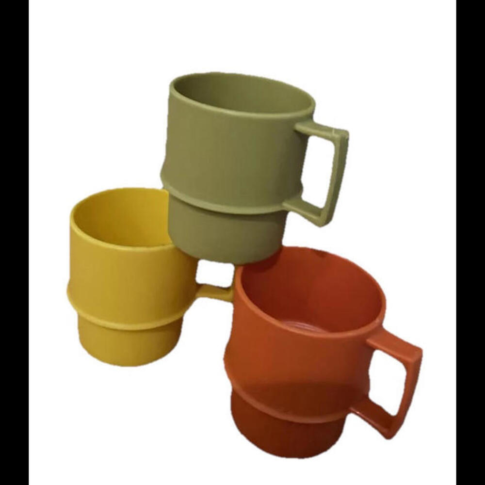🌼Vintage Tupperware Harvest Mini Childs Size Picnic Set Plastic Mugs Cups 3